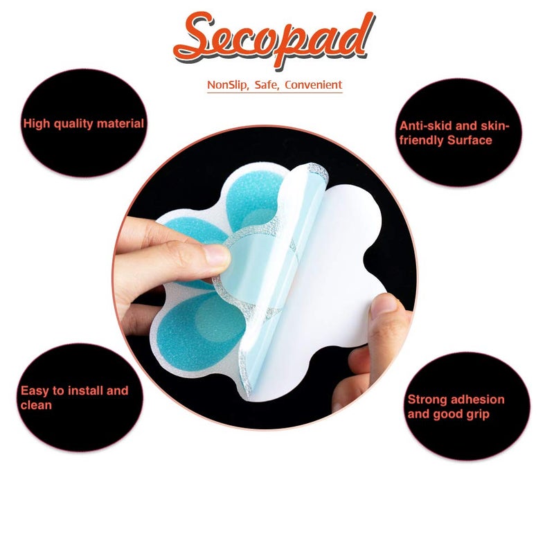 Secopad Original Non Slip Bathtub Stickers  20 PCS Shower Floor Non Slip Stickers Bright Flowers Appliques with Premium Scraper - Image 2